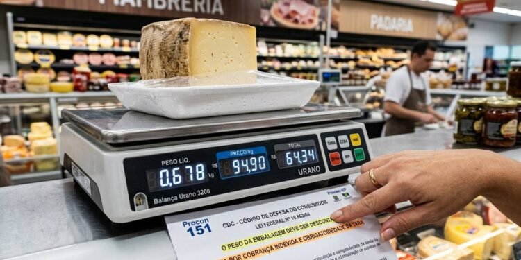 Consumidor nota peso de bandeja de isopor cobrado no quilo de queijo de R$ 80, aciona Procon e mercado é multado por cobrança indevida
