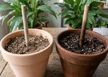 Especialistas em plantas concordam: colocar uma estaca de madeira no vaso é recomendado para ajudar a controlar o risco