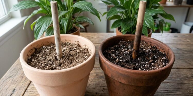 A superfície da terra pode parecer seca enquanto as camadas mais profundas ainda estão úmidas.
