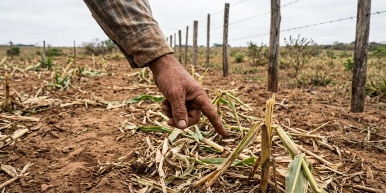 João Batista cultivava milho em uma propriedade rural e percebeu que algumas fileiras da plantação estavam destruídas.  // Imagem ilustrativa gerada por IA para representar a situação descrita no texto; pessoas, locais e elementos visuais não correspondem necessariamente aos reais
