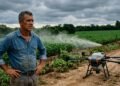 Produtor contrata pulverização por drone e aplicação atinge parte da lavoura vizinha; empresa afirma que mudança repentina de vento causou problema