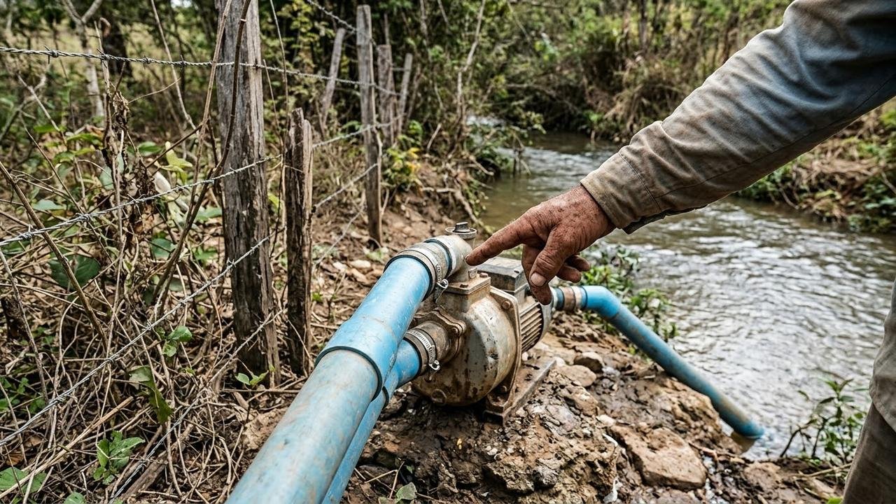 Produtor compra sítio com córrego e percebe meses depois que vizinho instalou bomba para irrigar plantação do outro lado da cerca