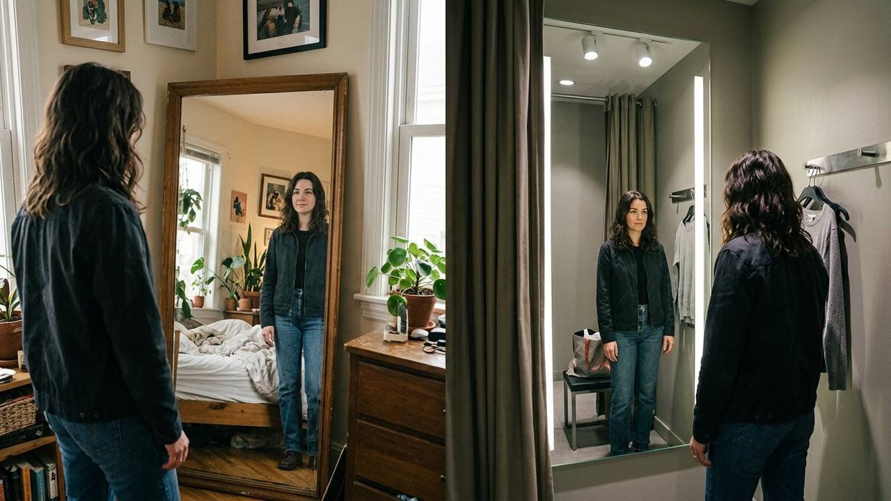 O truque imperceptível dos provadores de roupas que faz você parecer totalmente diferente do espelho de casa