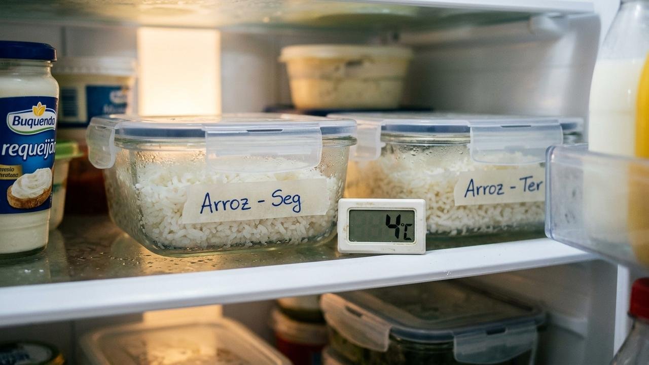 guardar arroz na geladeira