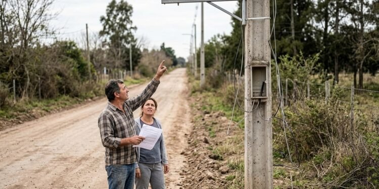 Moradores passam meses sem iluminação em estrada rural e descobrem que prefeitura registrou como entregue um serviço de R$ 310 mil; ao conferir o trecho, encontram postes sem luminárias e parte da instalação inacabada