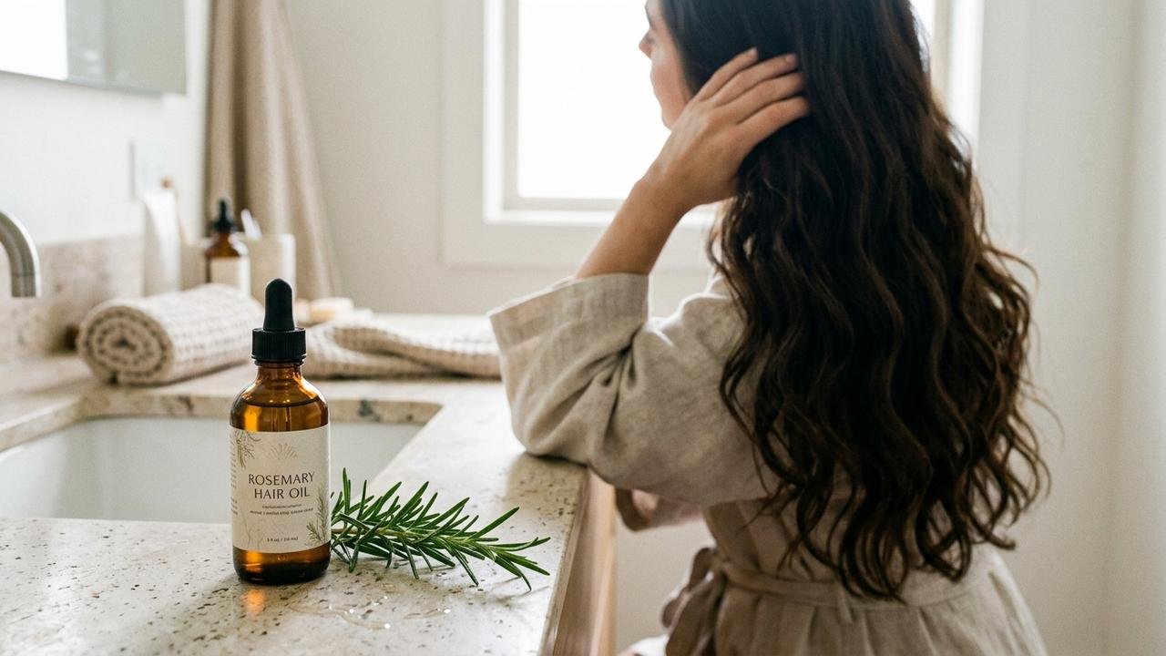 Cabeleireiros e dermatologistas concordam: “O óleo de alecrim para cabelo, aplicado após o banho com uma massagem no couro cabeludo, fortalece os fios e estimula o crescimento.”