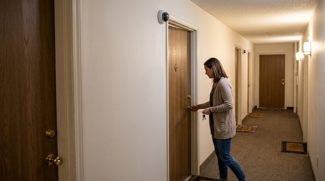 Moradora instala campainha com câmera para identificar entregadores, mas equipamento grava toda vez que a porta do apartamento vizinho é aberta; vizinhos discutem o alcance das imagens e condomínio é chamado para intervir