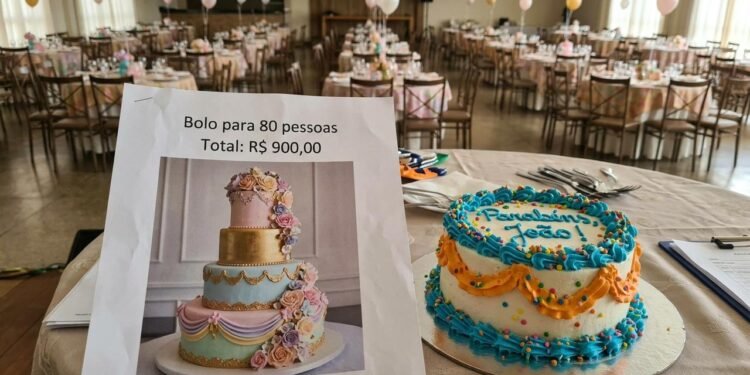 O valor acertado foi de R$ 900, incluindo a preparação do bolo conforme as características combinadas.  // Imagem ilustrativa gerada por IA para representar a situação descrita no texto; pessoas, locais e elementos visuais não correspondem necessariamente aos reais