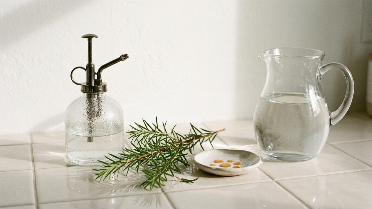 Borrifar óleo essencial de melaleuca com água nas paredes: o spray antifúngico natural que elimina e previne o mofo em áreas úmidas da casa