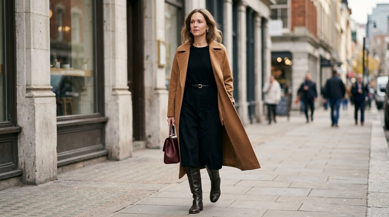 Vestido preto e botas que roubam a atenção: queremos copiar esta edição de outono da cabeça aos pés