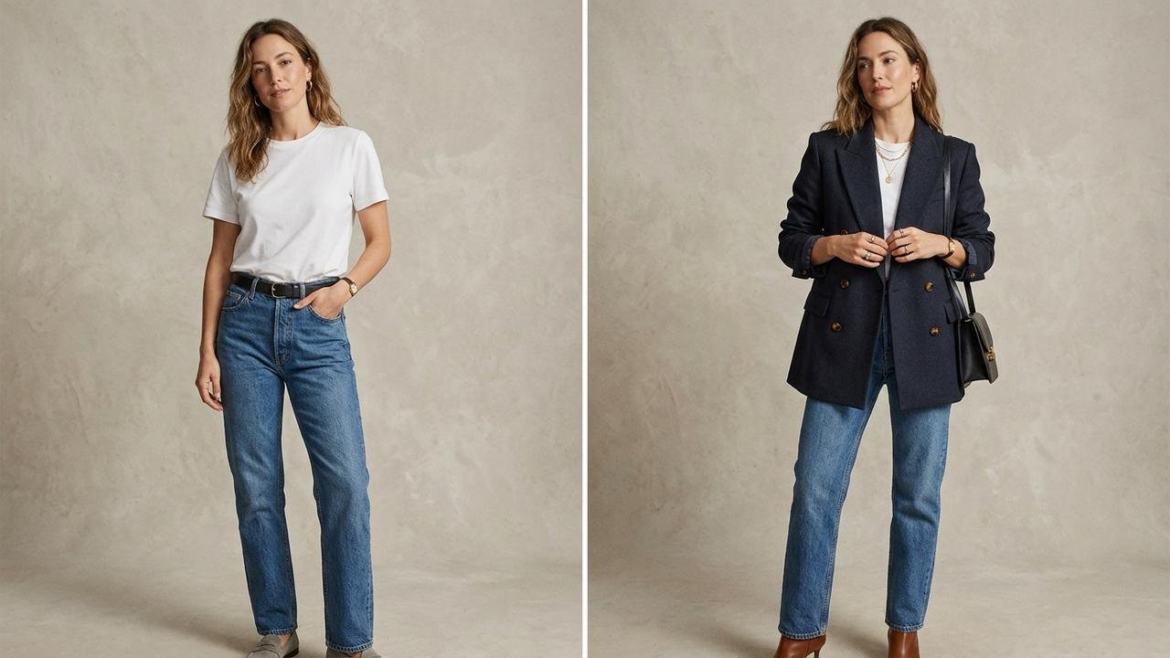 O truque simples da terceira peça que os estilistas usam para transformar uma roupa básica em um visual sofisticado