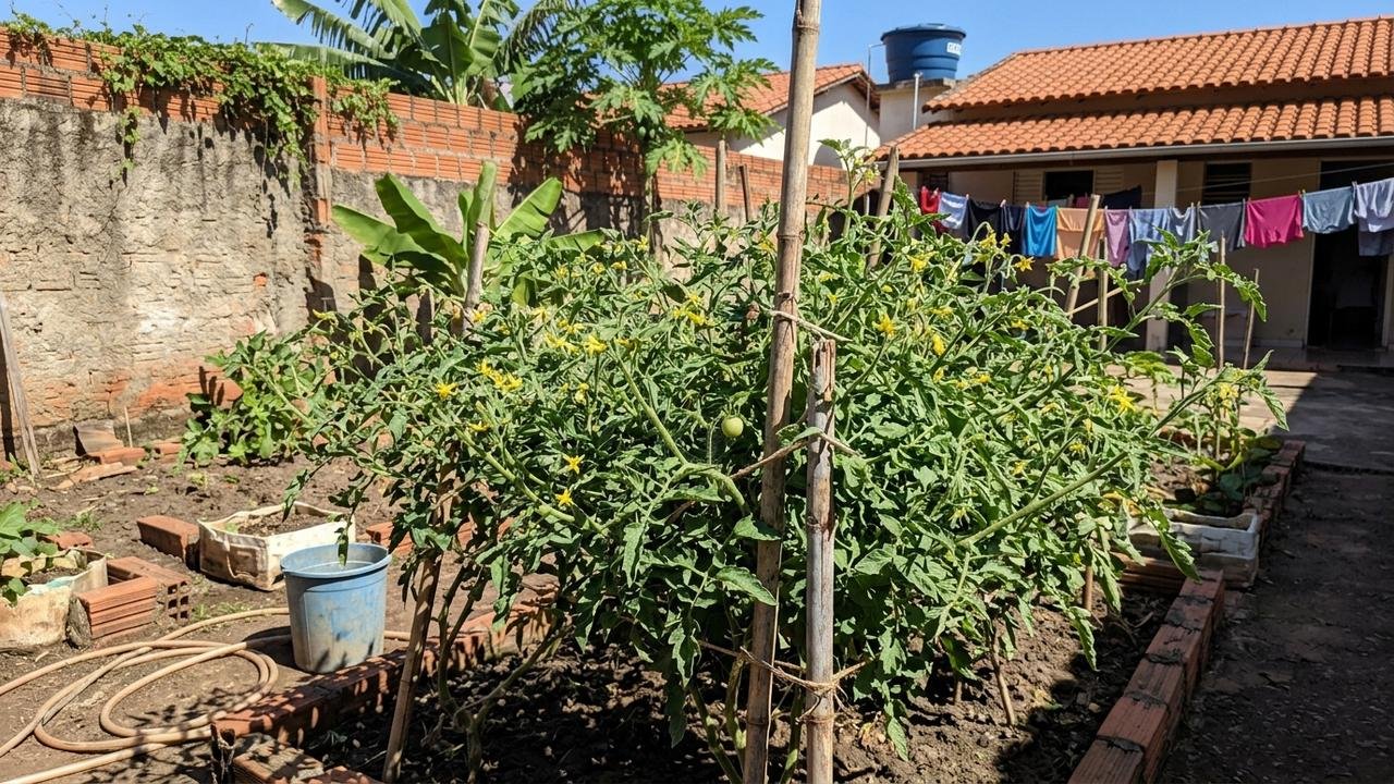 Moradora vê dezenas de flores surgirem no pé de tomate, comemora a futura colheita e semanas depois percebe que quase nenhuma virou tomate; o problema estava acontecendo antes mesmo de o fruto começar a crescer