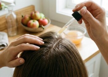 Aplicar vinagre de maçã diluído no couro cabeludo: como a acidez natural equilibra o pH e ajuda a eliminar a casca e a oleosidade dos fios