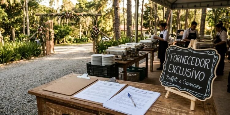 Se a chácara é explorada profissionalmente para festas e eventos, a contratação pode configurar uma relação de consumo.  // Imagem ilustrativa gerada por IA para representar a situação descrita no texto; pessoas, locais e elementos visuais não correspondem necessariamente aos reais