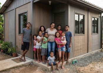 Mãe de 9 filhos recebe casa feita com 2 toneladas de plástico (imagem ilustrativa gerada por inteligência artificial)