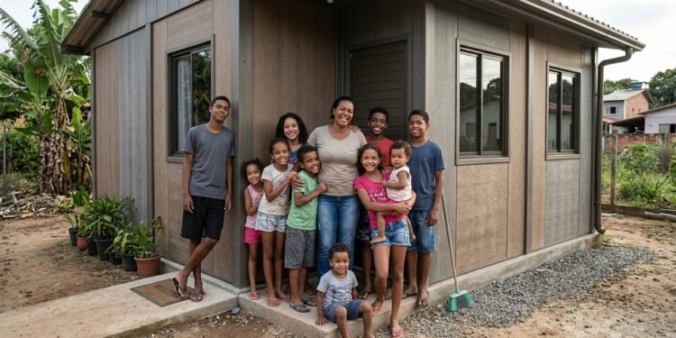 Mãe de 9 filhos recebe casa feita com 2 toneladas de plástico (imagem ilustrativa gerada por inteligência artificial)