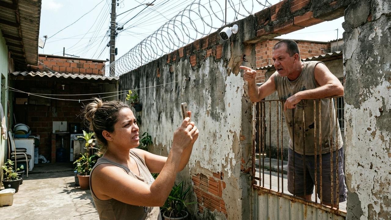 câmera do vizinho apontada para o quintal