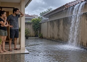 O Código Civil proíbe que o telhado de um imóvel despeje água diretamente sobre o terreno vizinho