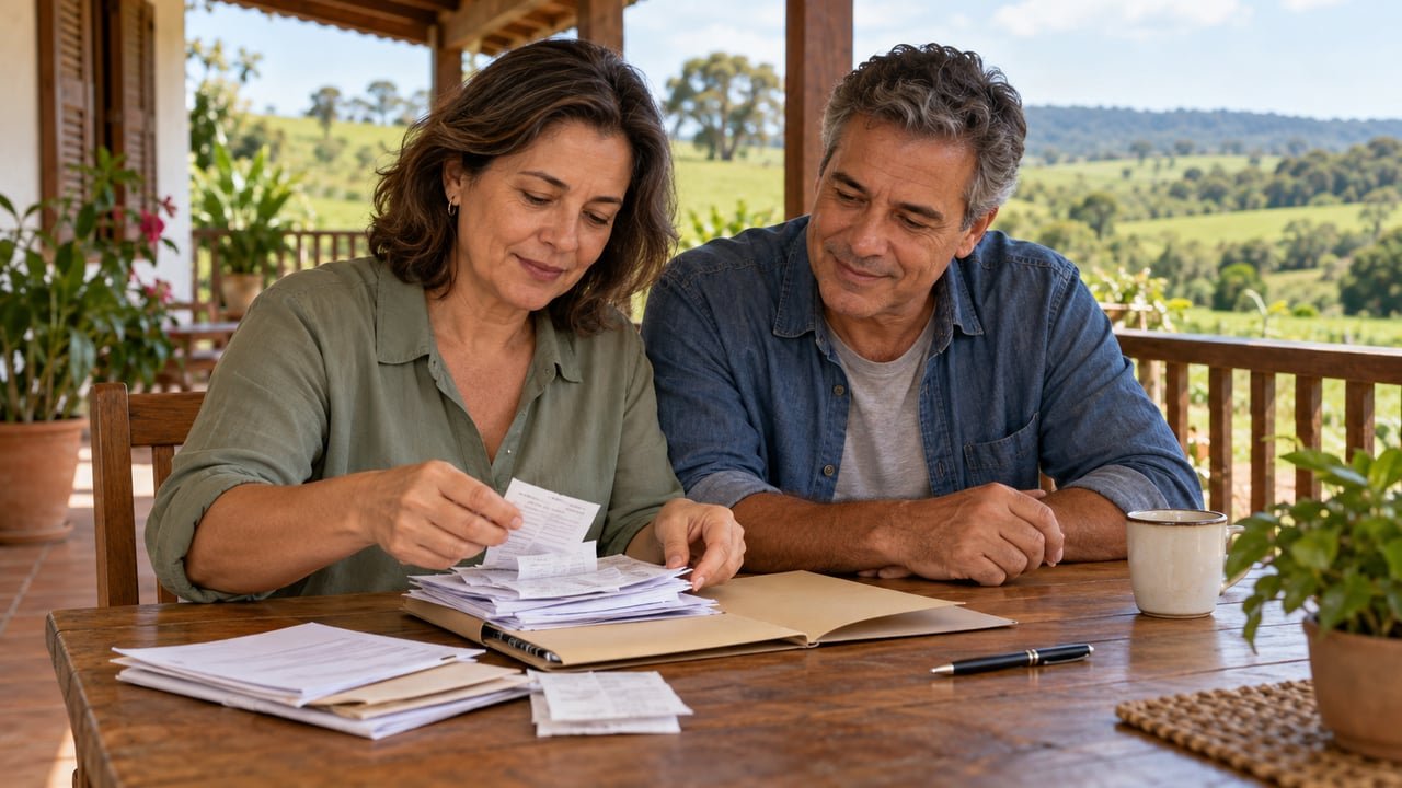 Contrato, recibos e mensagens com orientações ajudam a família a provar a relação de dependência antes de vender o sítio
