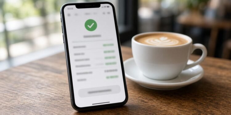 Celular com comprovante de pagamento instantâneo na tela