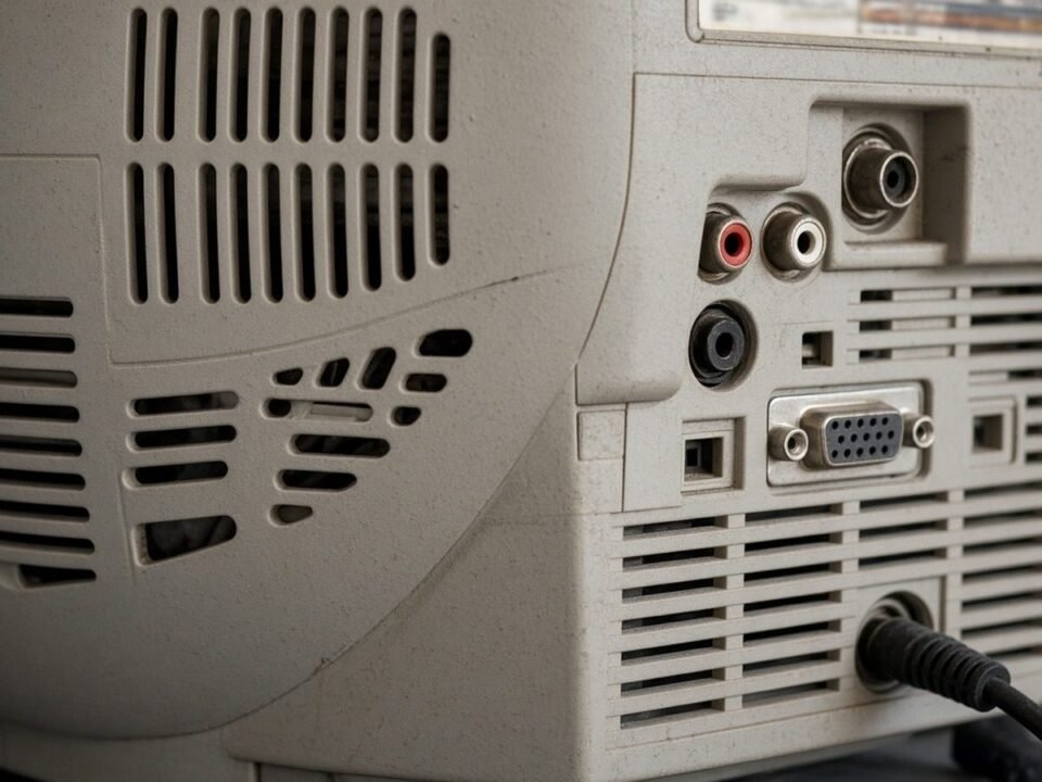 Traseira de TV de tubo com conectores
