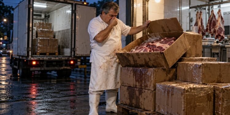 Caixas úmidas e cheiro forte na entrega de carne bovina são sinais de alerta que pedem conferência antes de guardar a carga