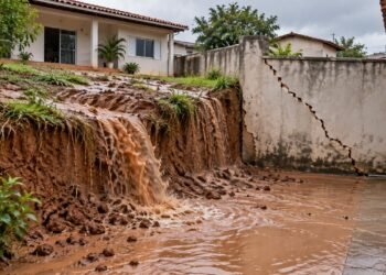 Aterro que despeja água e barro no vizinho viola o artigo 1.288 do Código Civil e pode rachar o muro divisório