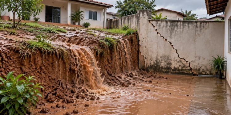 Aterro que despeja água e barro no vizinho viola o artigo 1.288 do Código Civil e pode rachar o muro divisório