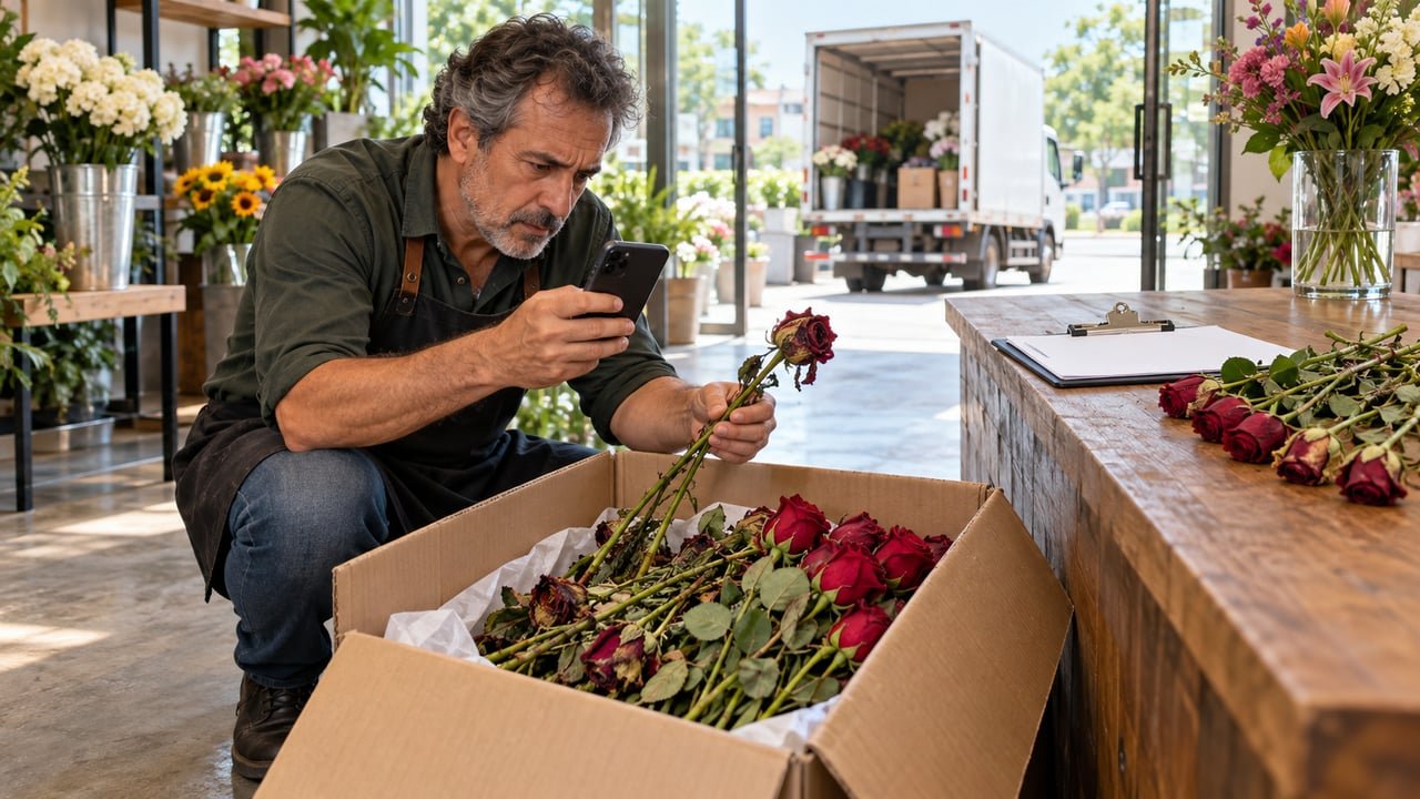 Fotos, contagem das hastes perdidas e ressalva no comprovante de entrega ajudam a floricultura a cobrar o prejuízo