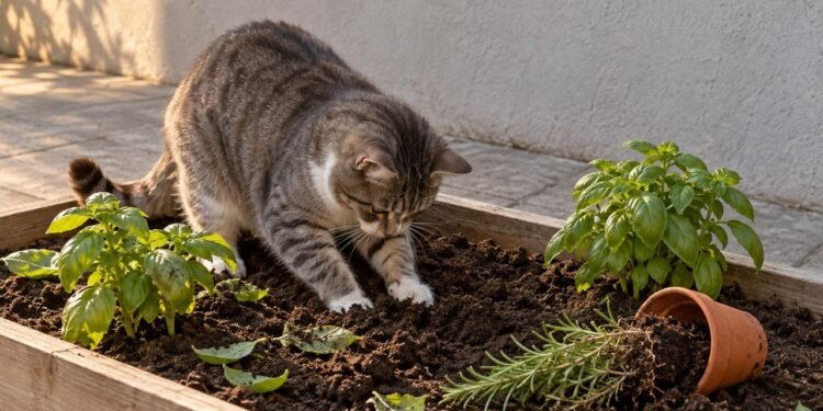 Gatos do vizinho cavam o canteiro de temperos e levantam a questão da responsabilidade do tutor