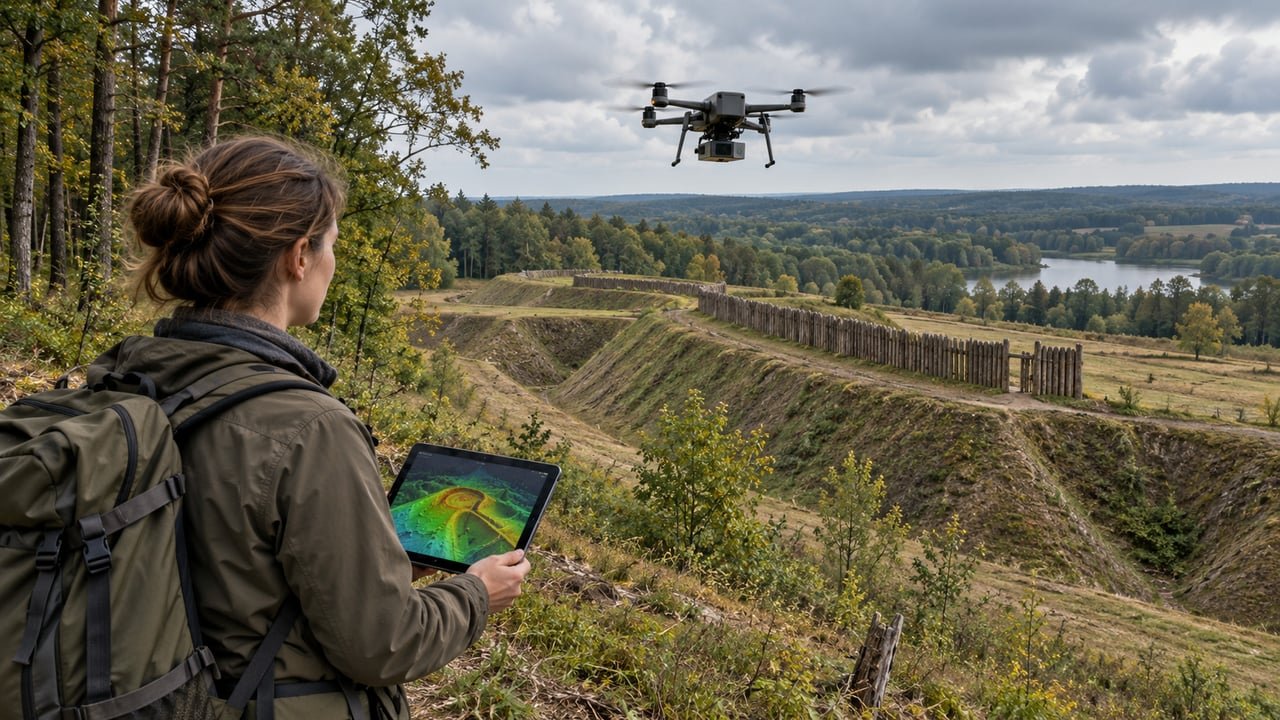 O LiDAR identificou muralhas, fosso, lotes residenciais e uma provável praça mesmo sob a cobertura da floresta