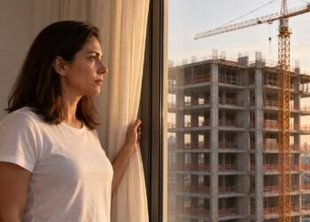 Prédio erguido na frente do apartamento comprado com promessa de vista definitiva para o lago