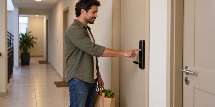 A fechadura eletrônica com biometria pode ser questionada pelo condomínio se alterar o padrão visual da porta voltada para o hall