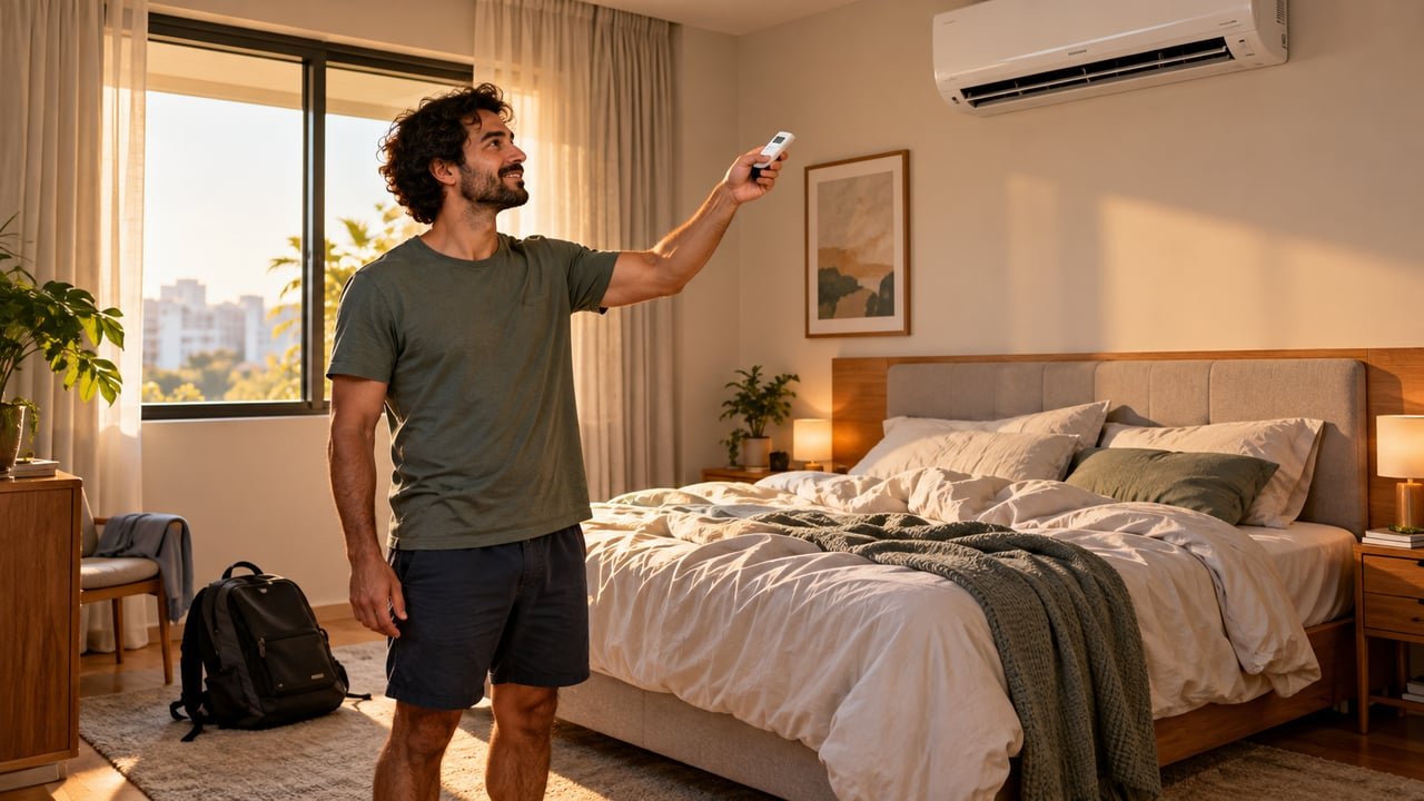 Morador liga o ar-condicionado no 17 °C assim que chega em casa achando que o quarto vai gelar mais rápido e descobre por que a temperatura escolhida não muda a velocidade do resfriamento