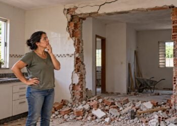 Remover uma parede estrutural sem avaliação pode comprometer a laje da casa vizinha em imóveis geminados