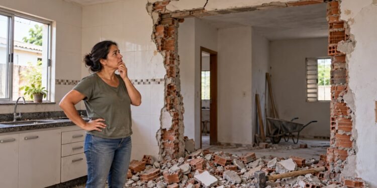 Remover uma parede estrutural sem avaliação pode comprometer a laje da casa vizinha em imóveis geminados