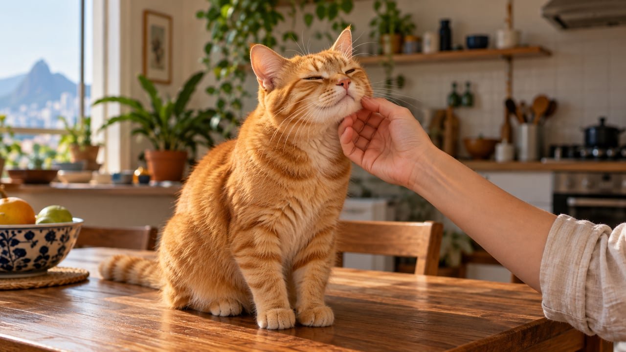 Pelo método CAT, o toque deve focar bochechas e queixo, com pausa a cada três segundos para o gato decidir se quer mais