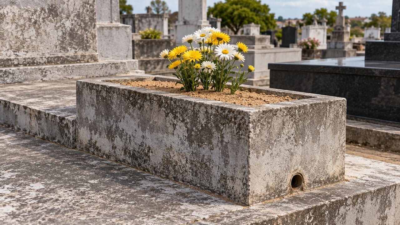Vasos fixos precisam de drenagem e areia até a borda, com os caules das flores naturais diretamente nela