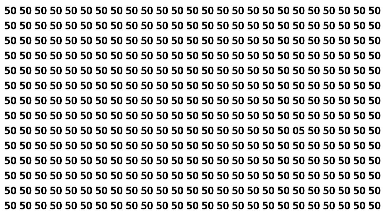 Encontre o número 05 escondido entre vários 50 em apenas 6 segundos e teste sua atenção