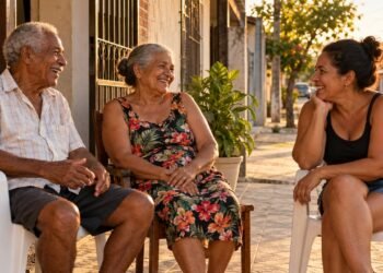 A cadeira na calçada reunia vizinhos, crianças e idosos no mesmo lugar, sem hora marcada e sem convite
