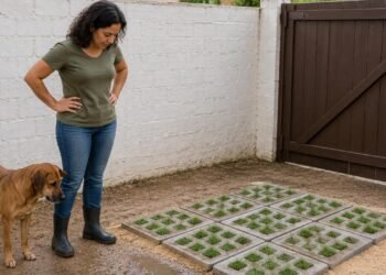 Piso drenante de concregrama substitui o cimento e evita lama e alagamento no quintal