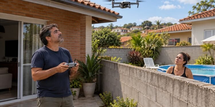 Filmar o próprio telhado com drone não autoriza registrar o quintal e a intimidade do vizinho
