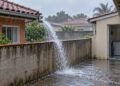 O artigo 1.300 do Código Civil determina que quem constrói não pode despejar águas pluviais diretamente sobre o imóvel vizinho