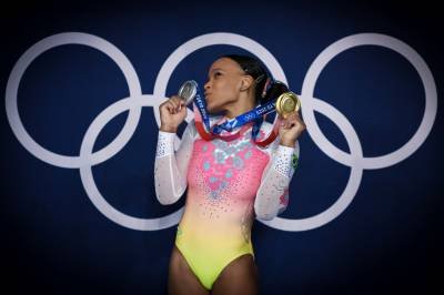 01/08/2021- Credito:Ricardo Bufolin/CBG-Rebeca Andrade- Ginasta brasileira se despede dos Jogos Ol&iacute;mpicos de T&oacute;quio com um ouro